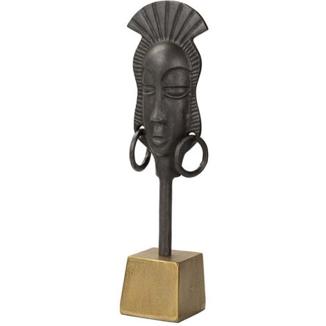 Figura Cara Aluminio Negro / Dorado 14X10X50 Cm
