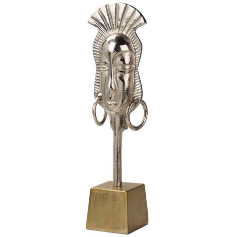 Figura Cara Aluminio Plateado / Dorado 14X10X50 Cm