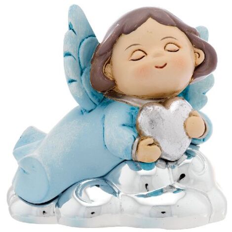 Figura de ángel como regalo de plata con corazón decorativo  Tamaño: Alto 8 cm  Color: Azul  SKU: BG4197-02PA