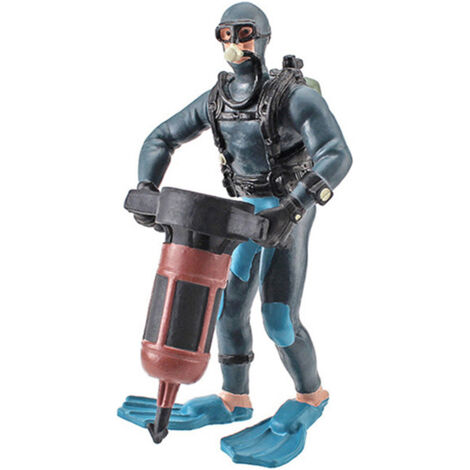 Figura de buzo para acuario, figura decorativa de PVC, ajustable, flotante, azul marino, 5 x 9,5 cm, con flotador.