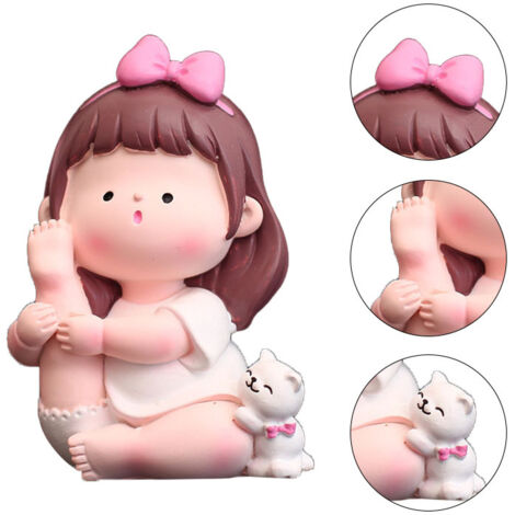 Figura de chica haciendo yoga tipo B, dibujos animados, enamorada, decoración para coche, resina, 50 g, modelo B adorable