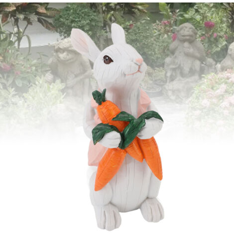 Figura de conejo vintage, figura de conejo de resina, estatua de conejo vintage, decoración de Pascua y hogar con zanahoria