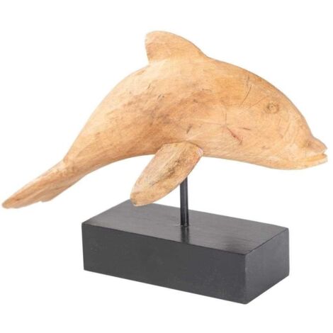 Figura de delfin de madera con soporte 35x17x27