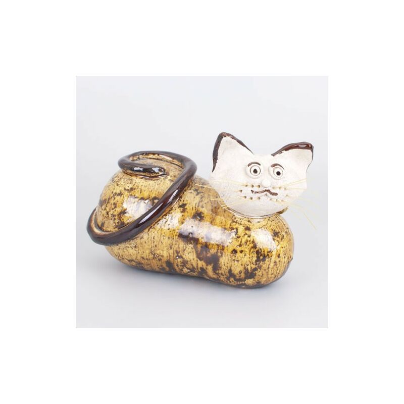 

Figura de Gato de Cerámica Natural Tumbado Hogar y Más