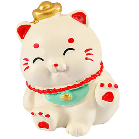 Figura de gato de la suerte hecha de resina, coche en miniatura, decoración del hogar - Adorno Maneki-Neko, regalo