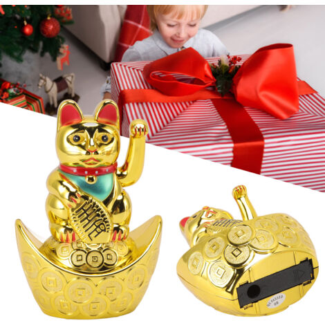 Figura de gato Maneki-Neko dorado con brazo articulado, 14 cm, MLY11002A, decoración dorada para puerta, área de recepción, hotel, cafetería, regalo