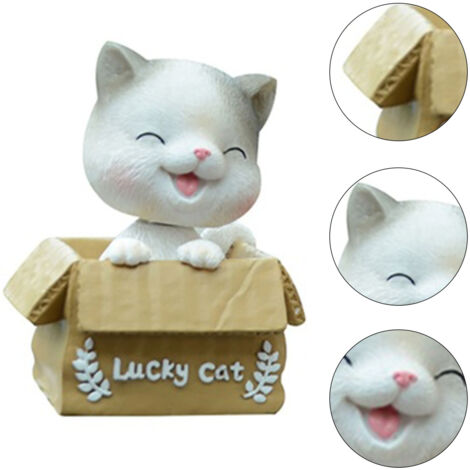 Figura de gato para decorar el salpicadero del coche: adorno de madera con cola de resina y cabeza oscilante un bonito regalo de viaje.