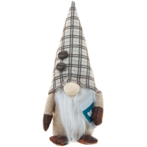 Figura de gnomo de peluche, gnomo de café de peluche, tela, altura 23 cm, regalo para amantes del café.