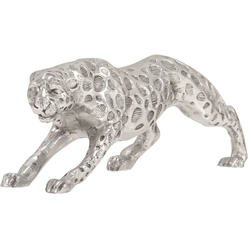 

Figura de jaguar de aluminio macizo 50x10x14 cm plateada