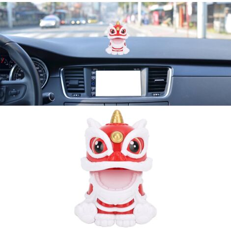 Figura de león con energía solar y mecanismo de alarma automático, decoración para coche, oficina, hogar, color rojo, trae suerte y prosperidad, modelo de protocolo [Adorno de león solar][Anónimo][Est