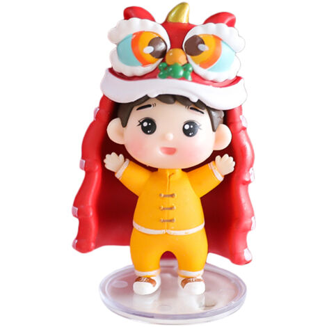 Figura de león de PVC "Niño bailarín", 4,5 cm, estatua de tigre, multicolor, decoración de Año Nuevo