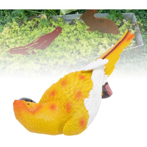 Figura de loro en relieve 3D, resina de alta calidad, parte posterior plana, fácil montaje, decoración natural, ambiente vibrante, lado izquierdo, amarillo