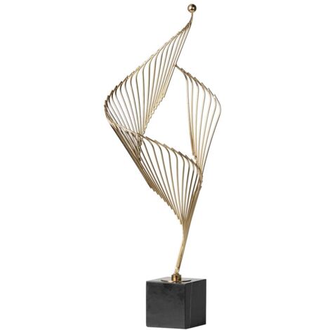 Figura De Metal Dorado Negro 20X20X65 Cm