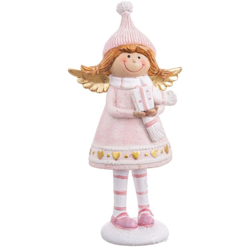 

Figura de Navidad de niña de resina rosa de 9x5x19 cm