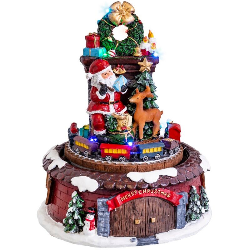 

Figura de Navidad Papá Noel con luz y movimiento de resina multicolor de Ø 17x21 cm