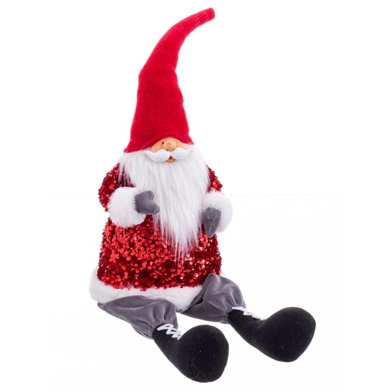 

Figura de Navidad Papá Noel sentado de tela roja de 21x15x75 cm
