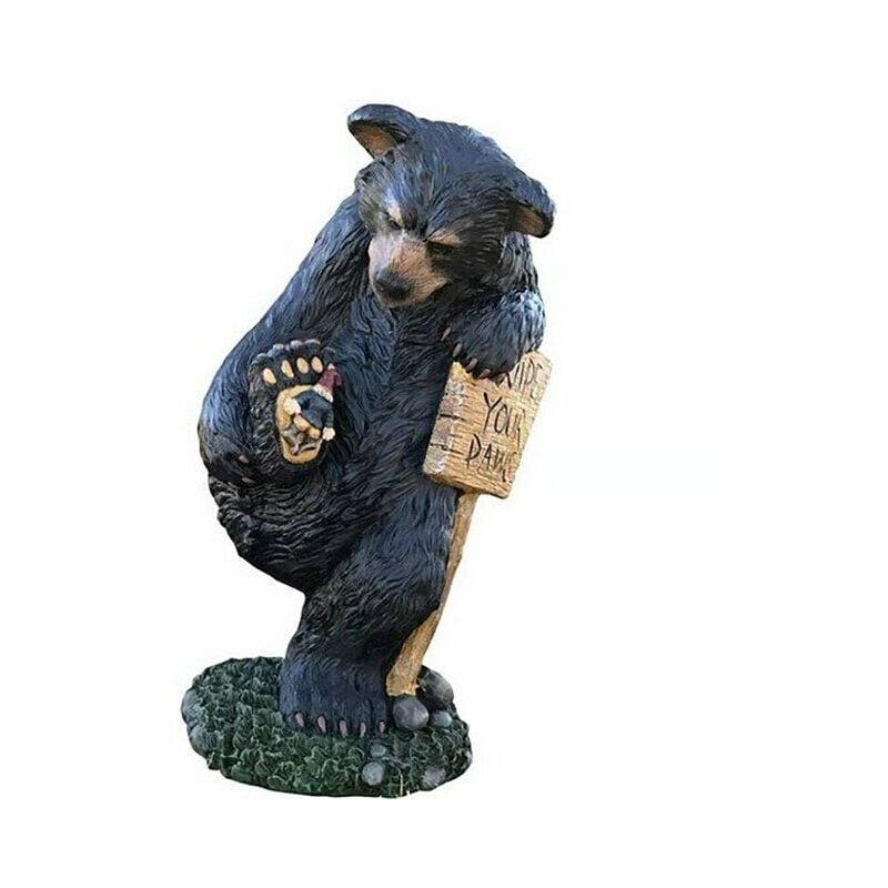 Fuienko - Figura de oso negro de resina para decoración del hogar, estatua de Gnomo divertido, escultura de dibujos animados para adorno de jardín,
