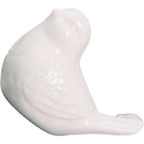 Figura de pájaro de cerámica blanca, decoración moderna y sencilla para salón, biblioteca o mueble de televisión.