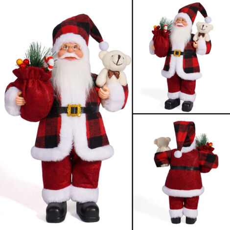 Figura de Papá Noel, Papá Noel rojo de pie de 32 cm, decoración navideña tradicional, figuras navideñas adorables, adorno para la mesa de la fiesta de Navidad.