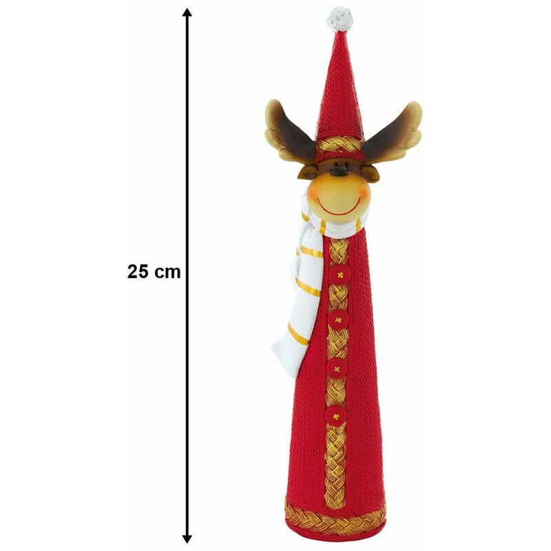 

Figura de pie bufanda de reno Tiempo de Adviento Navidad rojo oro blanco marrón tejido decoración Eglo 41265