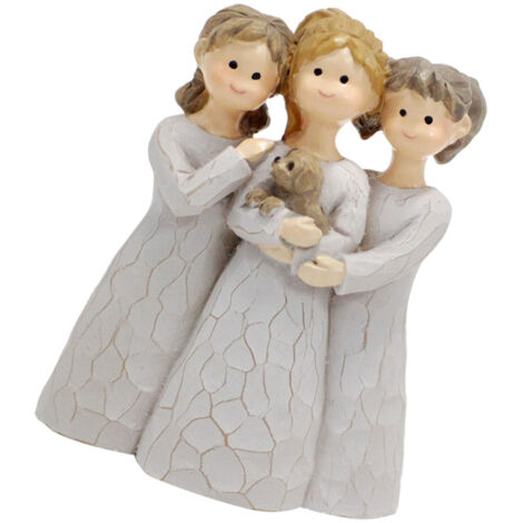 Figura de resina de ángel para decoración del hogar y la oficina – estatua de tres hermanas ángeles – regalo de amistad – altura 8 cm