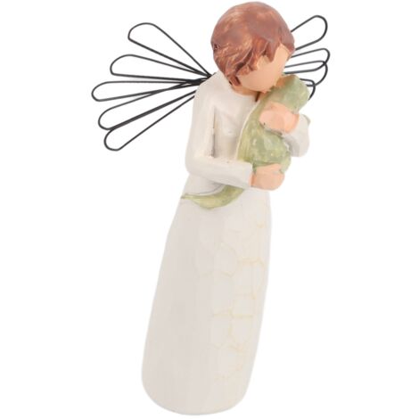 Figura de resina hecha a mano, sauce color crema, 18 x 6 x 6 cm, decoración ambiental – escultura decorativa, regalo, pintada a mano [Figura decorativa de resina] + [Sauce] + [Hecho a mano] + [Decorac