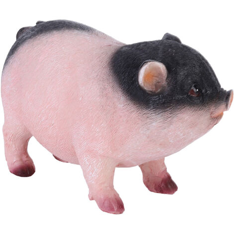 Figura de resina, un lindo cerdito, bonsái de mesa, idea para manualidades, enmarcada, 18 cm, 385 g, rosa