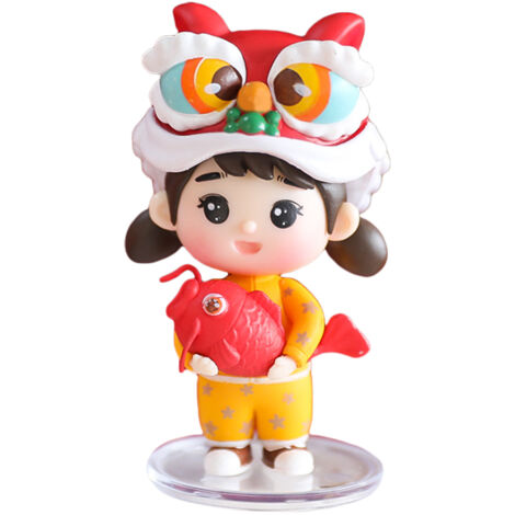 Figura de tigre de PVC, Año Nuevo Chino, León Danzante, decoración, 50 g, multicolor, 4,5 x 4,5 x 7,2 cm