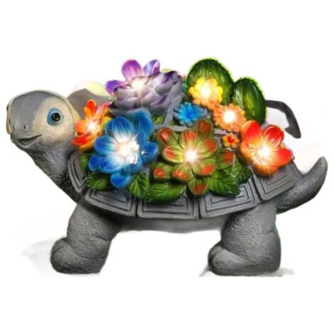 Figura de tortuga solar para jardín, decoración exterior con suculentas y 7 luces LED, ideal para balcón o casa. Figura kawaii, regalo perfecto para mujeres y madres. Decoración para habitaciones y pa