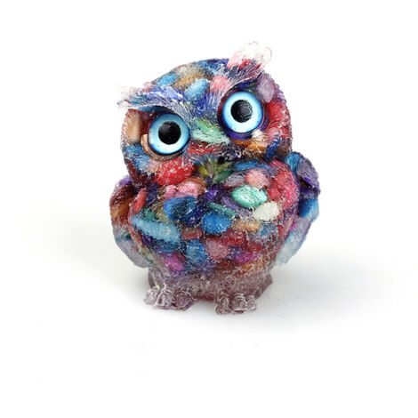 Figura decorativa de águila/búho hecha de resina con granate – detalle de la estatua 5,3 x 4,3 x 3,7 cm