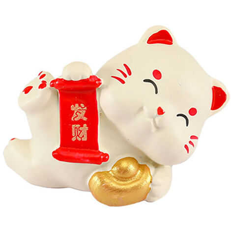 Figura decorativa de resina, gato de la suerte y adorno de paisaje en miniatura, regalo para el coche o el hogar, 2024