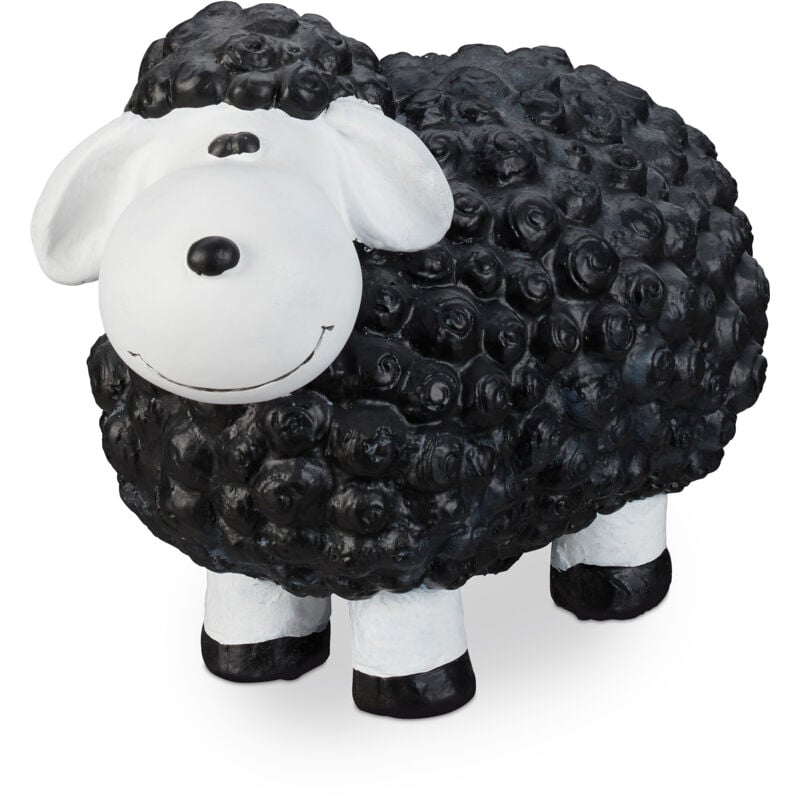 

Relaxdays - Figura decorativa de una oveja, A prueba de heladas, Pintada a mano, Interior y exterior, Cerámica, Negro
