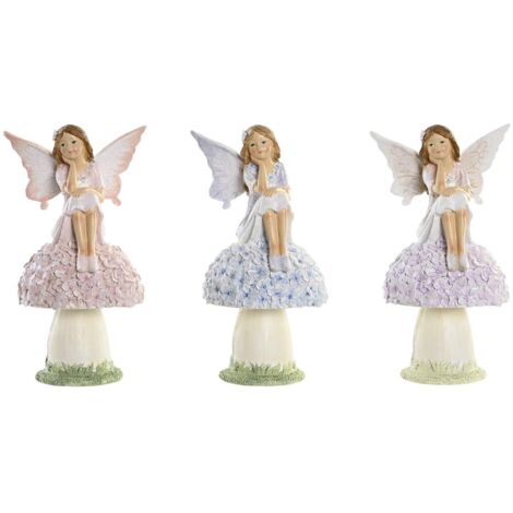 Figura Decorativa DKD Home Decor Azul Rosa Lila Hada 9,5 x 8 x 17 cm (3 Piezas)