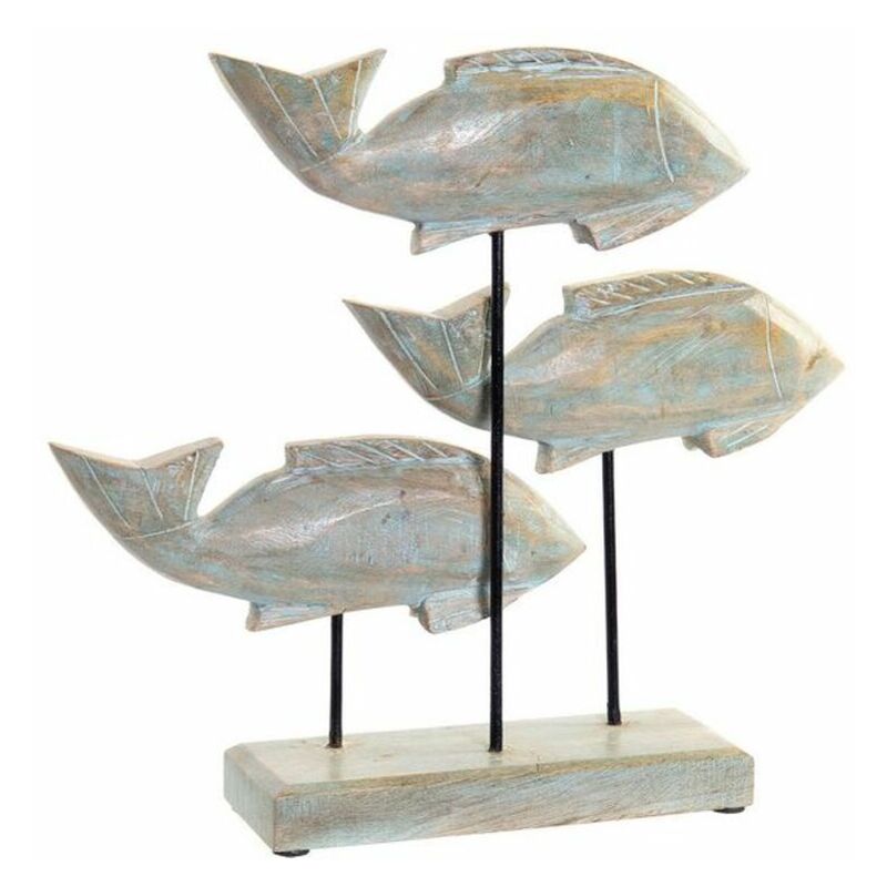 

Figura Decorativa DKD Home Decor Metal Madera de mango Pez (32 x 7 x 30 cm)
