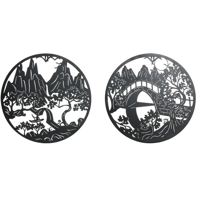

Figura Decorativa DKD Home Decor Paisaje Oriental Metal (2 pcs) (40 x 1 x 40 cm)