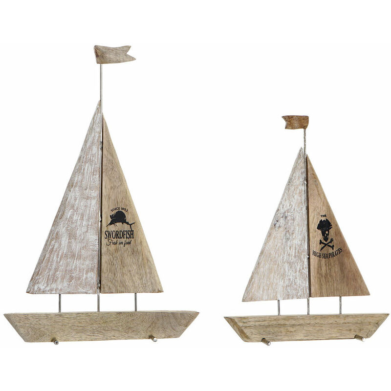 

Figura Decorativa DKD Home Decor Velero Aluminio Madera de mango (2 pcs) (36.5 x 10 x 54 cm)