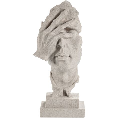 Figura decorativa moderna rostro humano estatuilla resina gris Puumala
