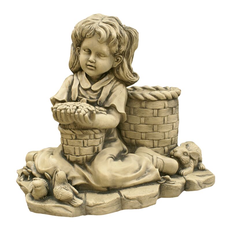 

Anaparra - Figura Niña Flores en Hormigón-piedra para el jardín exterior 56x50cm.