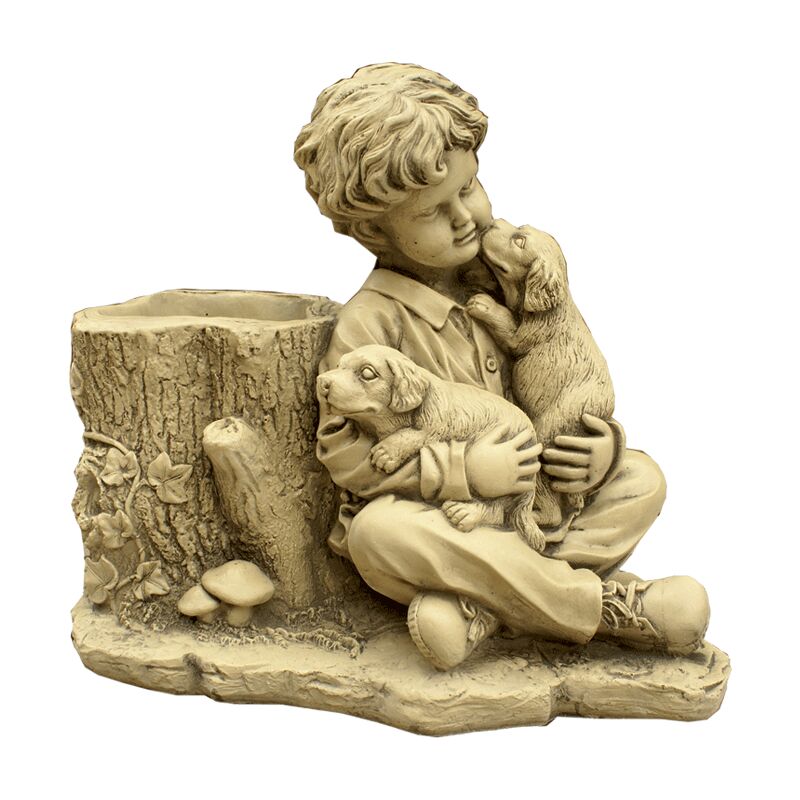 

Anaparra - Figura Niño con Perro en Hormigón-piedra para el jardín exterior 56x50cm.