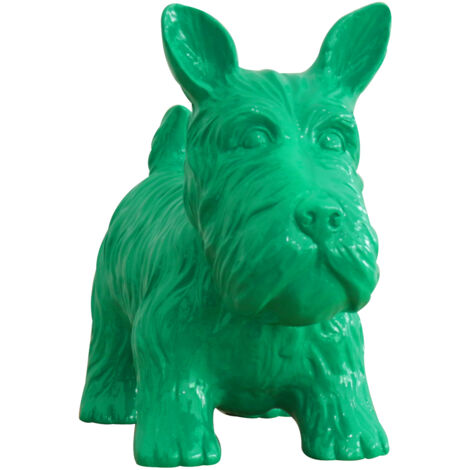 Figura Decorativa Perro Schnauzer Kuatéh de Poliresina 38x18x31 cm Verde