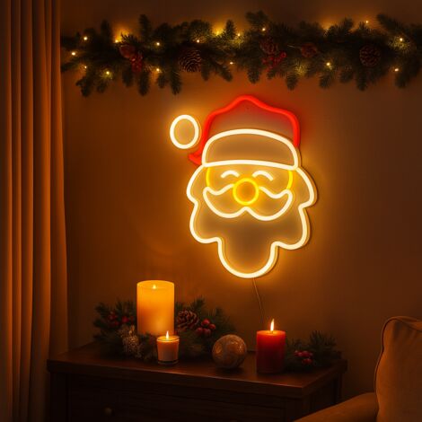 Figura di Babbo Natale a neon connessione USB per decorazioni natalizie 42 x 35 cm -Stile 1