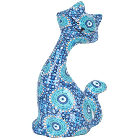 Figura di gatto blu in resina 11,5 cm x 4 cm x 6,5 cm Decorazione domestica