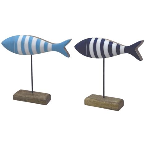 Cavalluccio marino da appendere in legno blu cm 22x6x55 Mare | Maisons