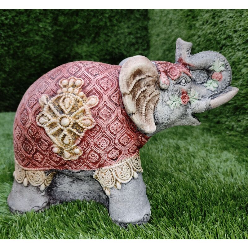 

Anaparra - Figura Elefante de la suerte Vestido de Hormigón-piedra 23x8x18cm