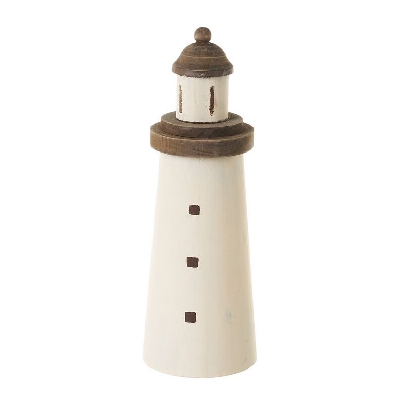 

Figura faro de madera de paulonia beige navy de 10x10x30 cm
