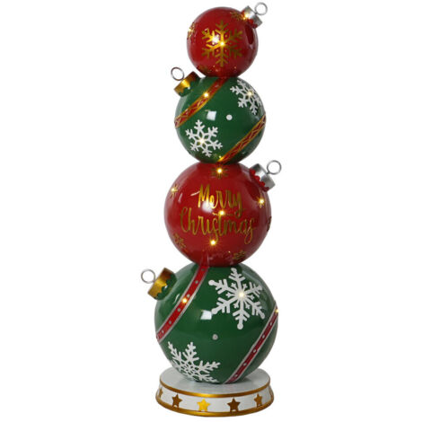 Figura Led Resina 35X35X108,5 Bolas Rojo