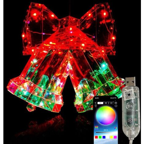 Figura luminosa campane 3D 40 Led per decorazioni natalizie USB luci bluetooth gestite APP