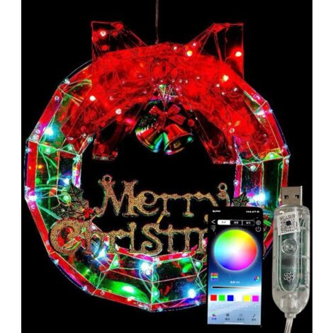 Figura luminosa Ghirlanda 3D 30 Led per decorazioni natalizie USB luci bluetooth gestite APP