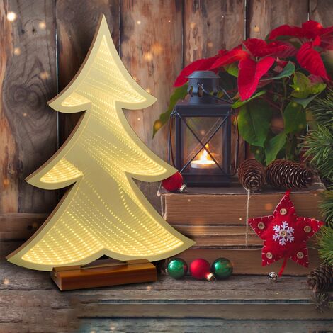 Figura luminosa natalizia bifacciale addobbo con base color champagne luce calda -Albero piccolo