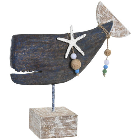 Figura Mango Resina 37X11X39 Ballena Natural Azul FD203876